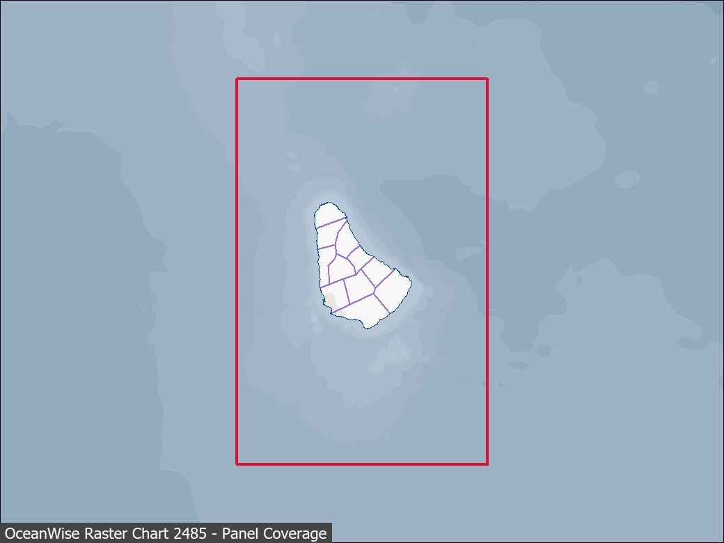 Panel coverage map for UKHO Raster Chart 2485