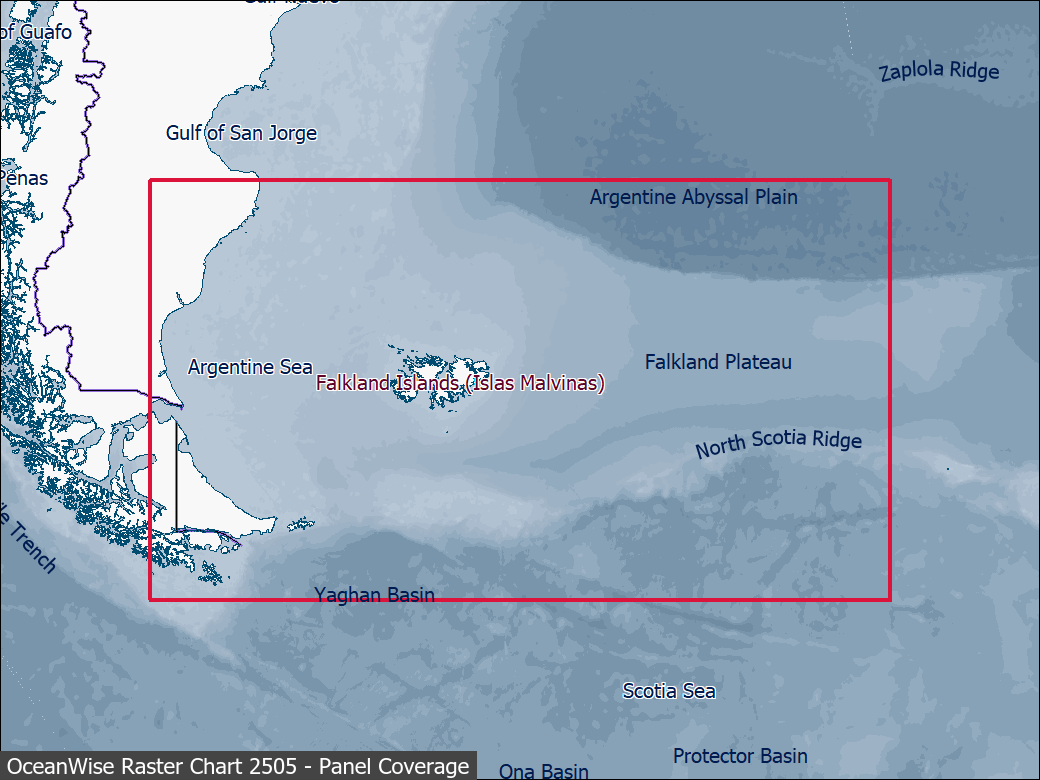 Panel coverage map for UKHO Raster Chart 2505