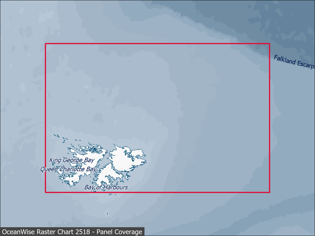 Panel coverage map for UKHO Raster Chart 2518