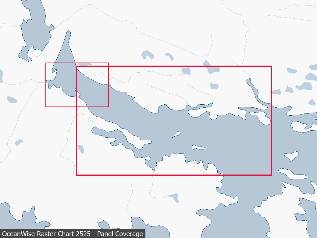 Panel coverage map for UKHO Raster Chart 2525