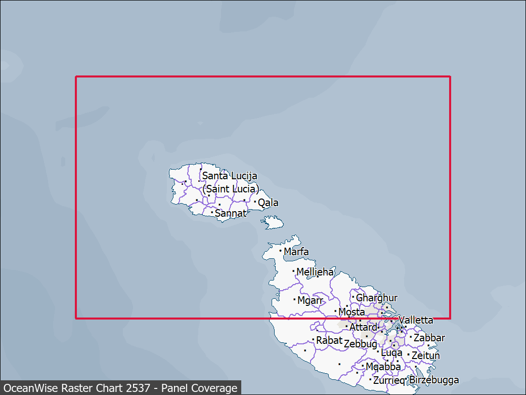 Panel coverage map for UKHO Raster Chart 2537