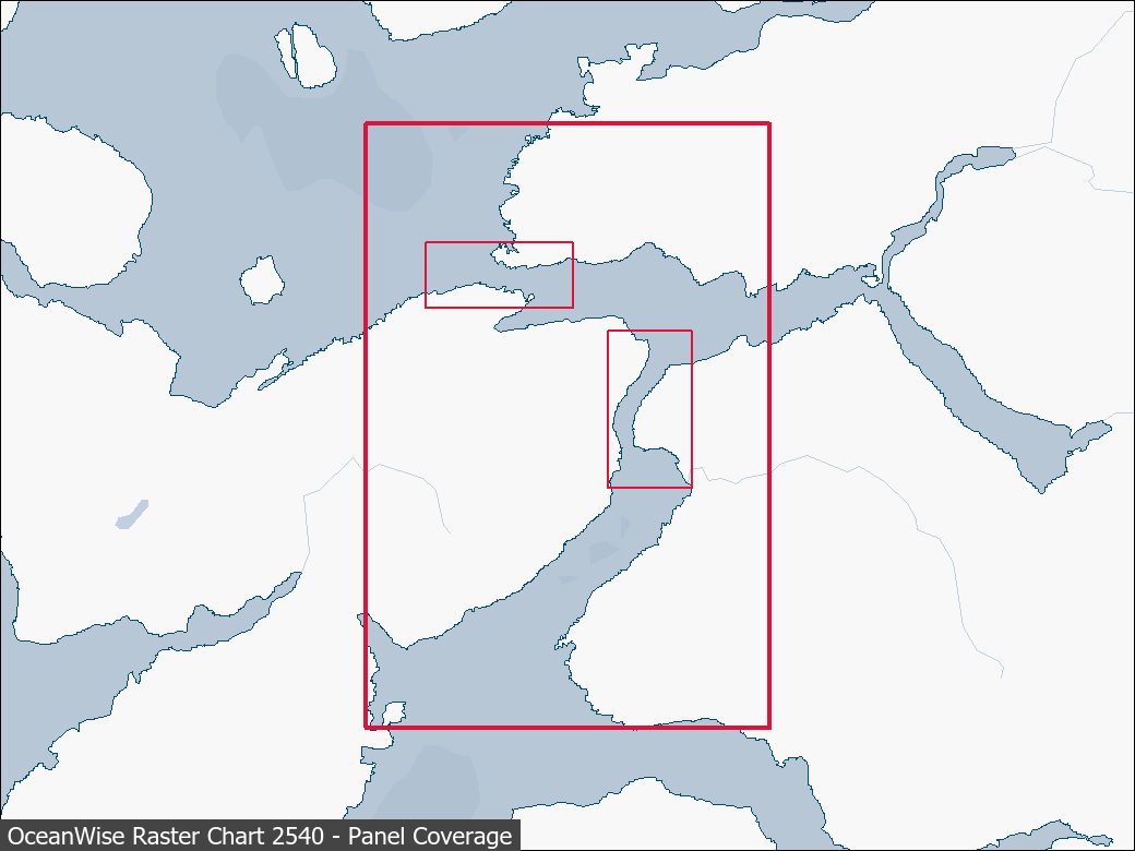 Panel coverage map for UKHO Raster Chart 2540