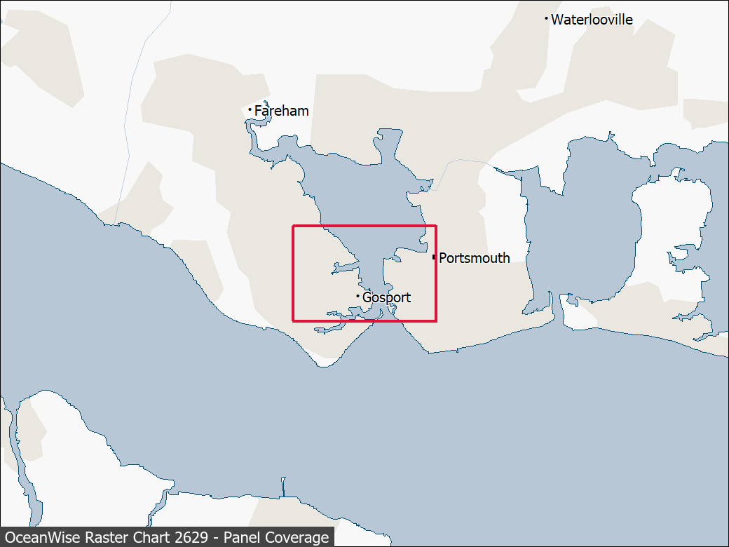 Panel coverage map for UKHO Raster Chart 2629