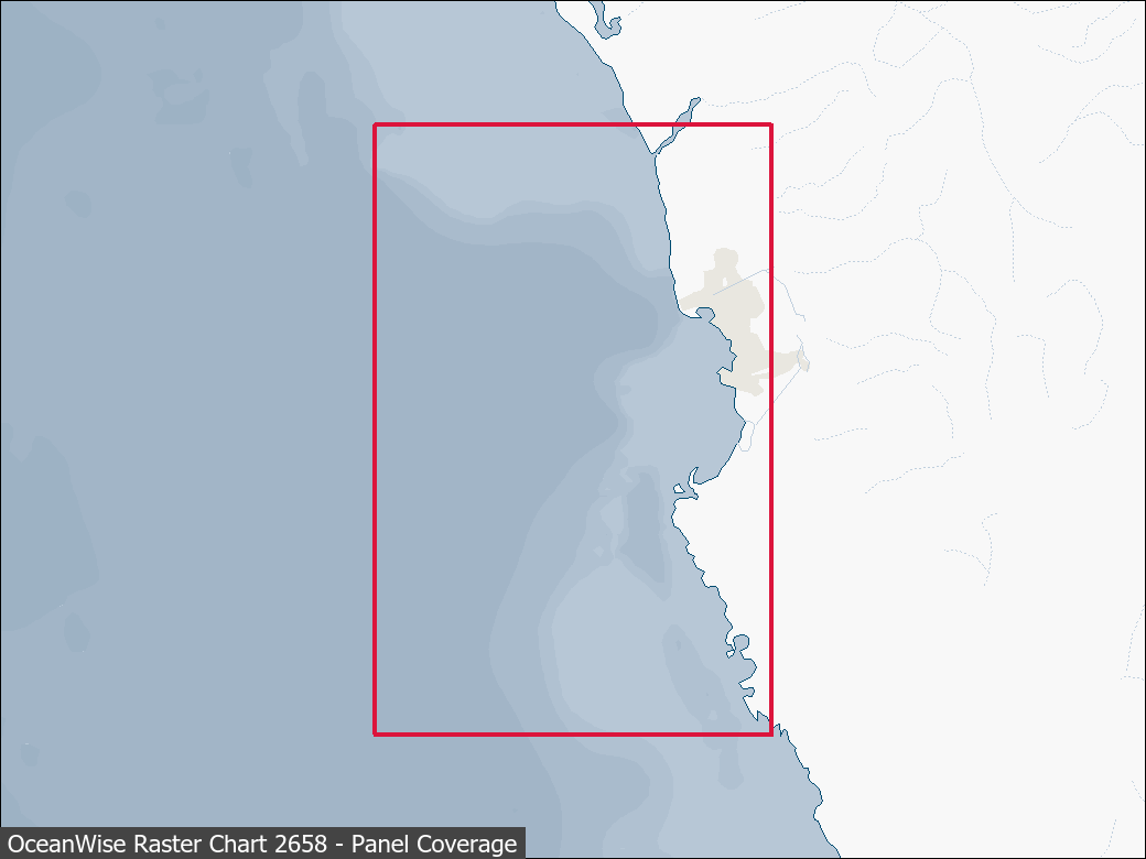 Panel coverage map for UKHO Raster Chart 2658