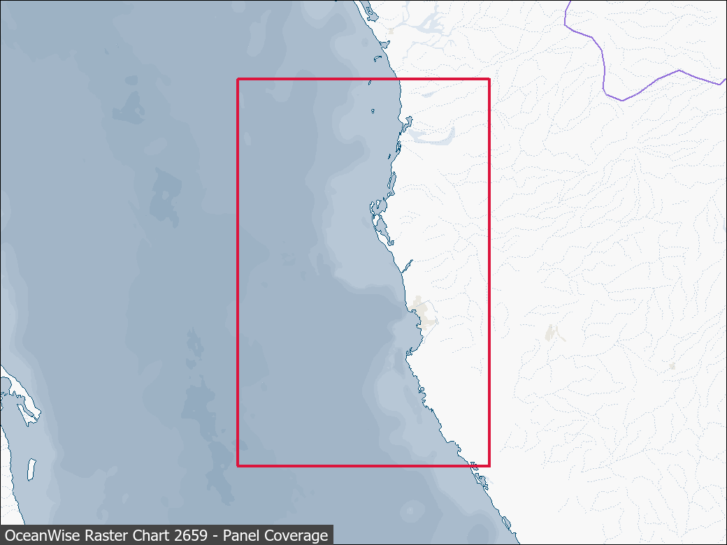 Panel coverage map for UKHO Raster Chart 2659