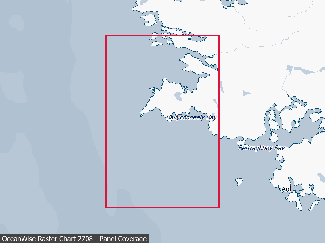 Panel coverage map for UKHO Raster Chart 2708