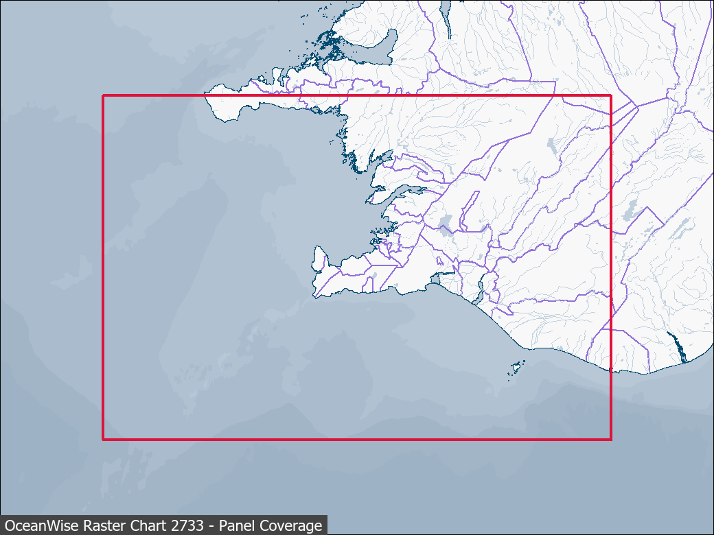 Panel coverage map for UKHO Raster Chart 2733