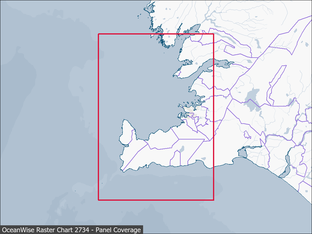 Panel coverage map for UKHO Raster Chart 2734