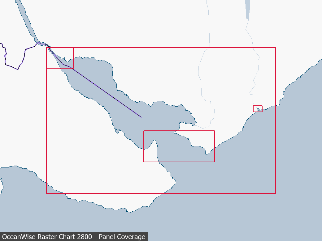 Panel coverage map for UKHO Raster Chart 2800