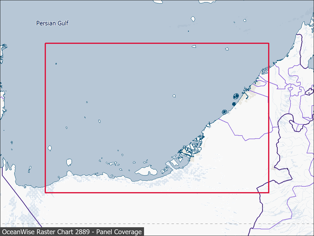 Panel coverage map for UKHO Raster Chart 2889