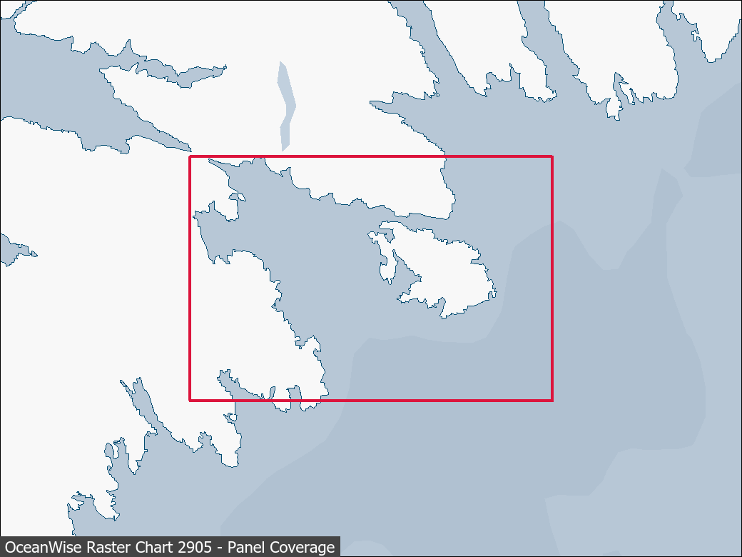 Panel coverage map for UKHO Raster Chart 2905