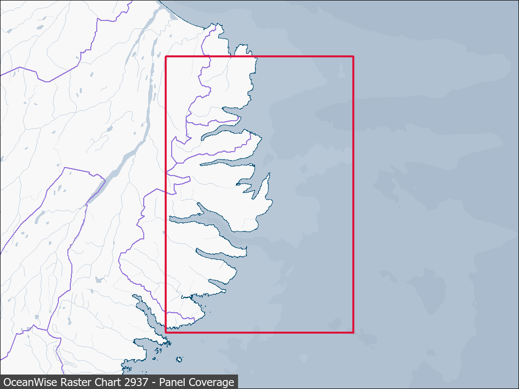 Panel coverage map for UKHO Raster Chart 2937