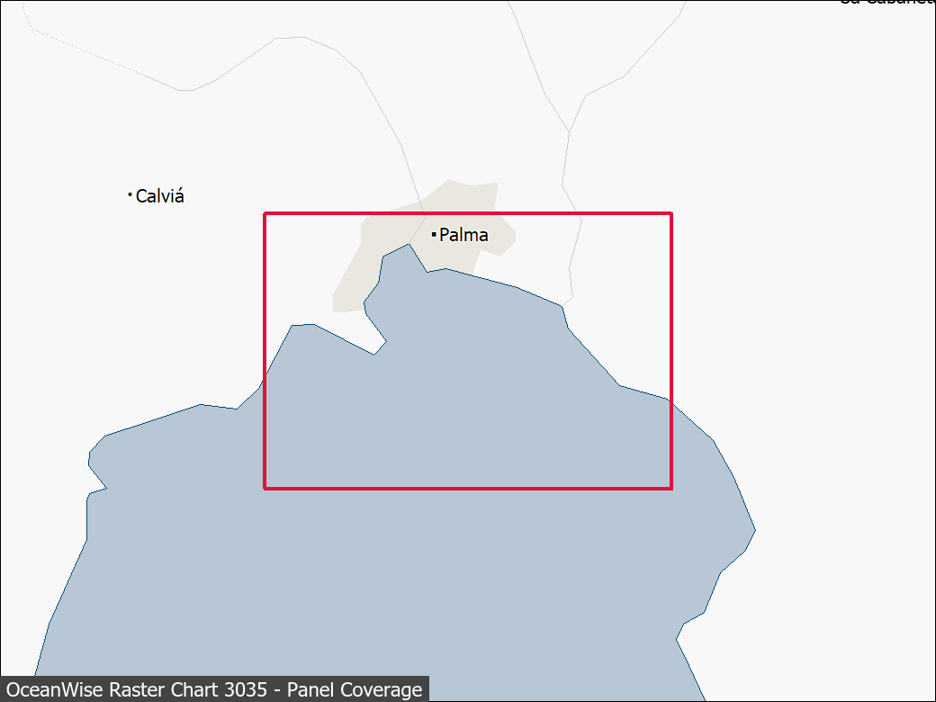 Panel coverage map for UKHO Raster Chart 3035