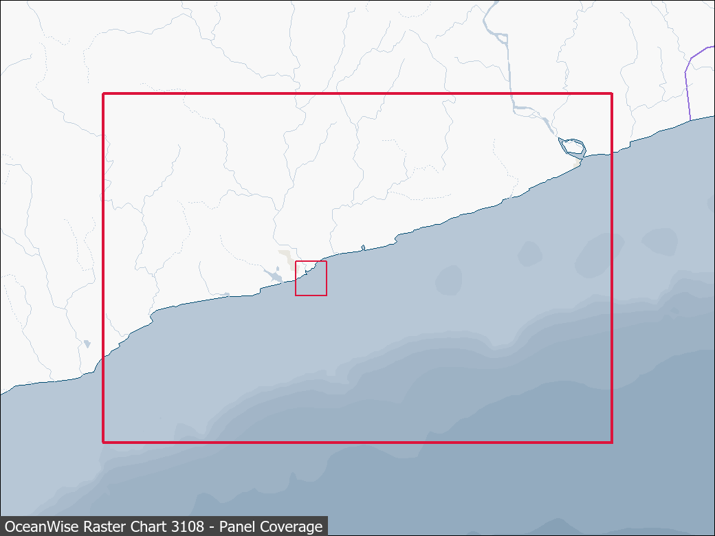 Panel coverage map for UKHO Raster Chart 3108