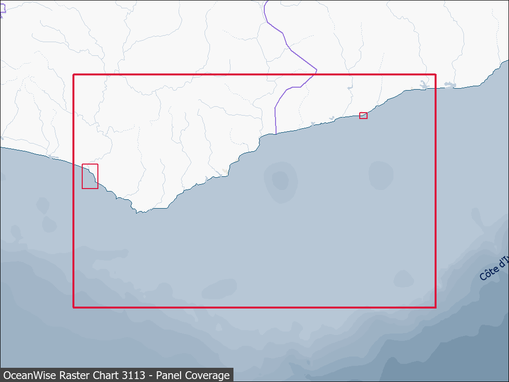 Panel coverage map for UKHO Raster Chart 3113