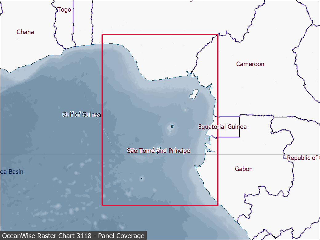 Panel coverage map for UKHO Raster Chart 3118