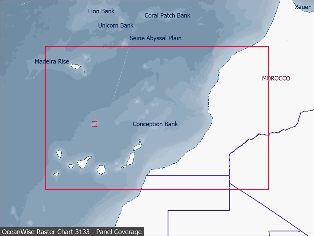 Panel coverage map for UKHO Raster Chart 3133