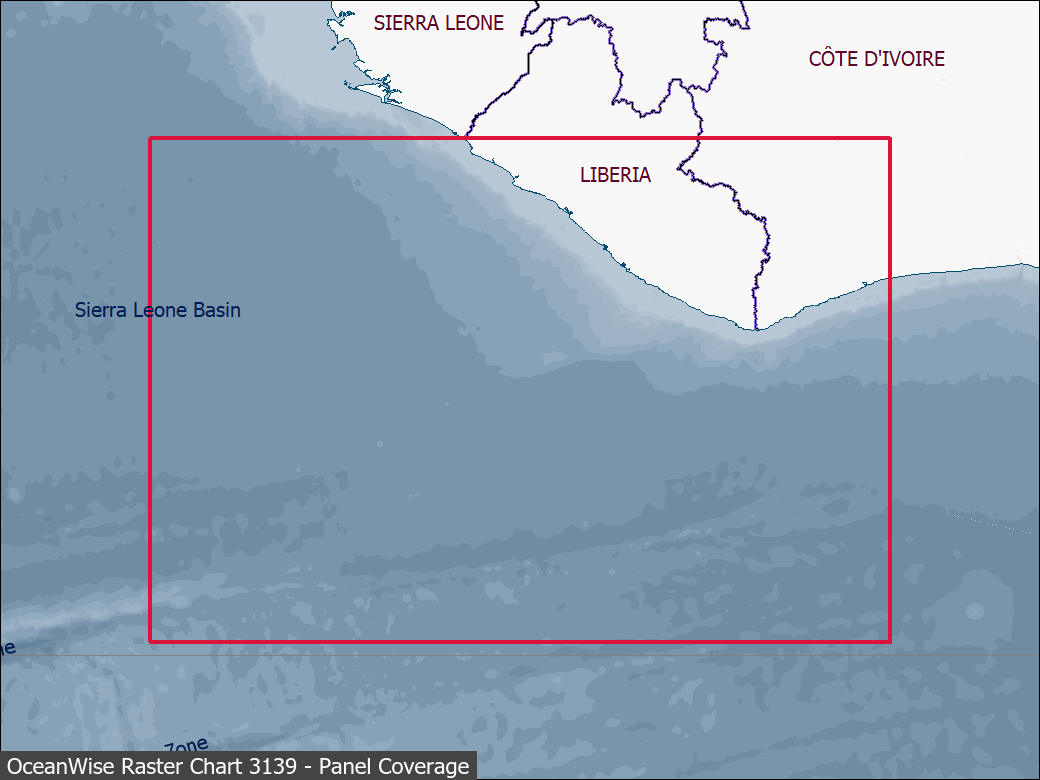 Panel coverage map for UKHO Raster Chart 3139