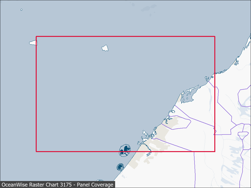 Panel coverage map for UKHO Raster Chart 3175