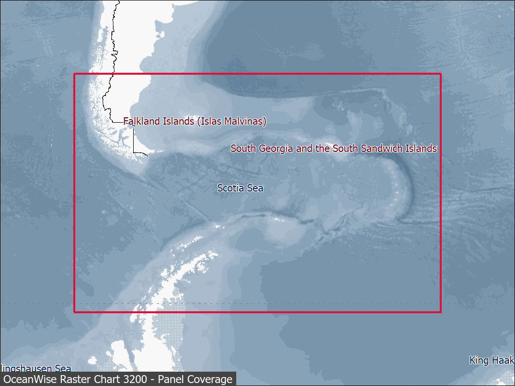 Panel coverage map for UKHO Raster Chart 3200