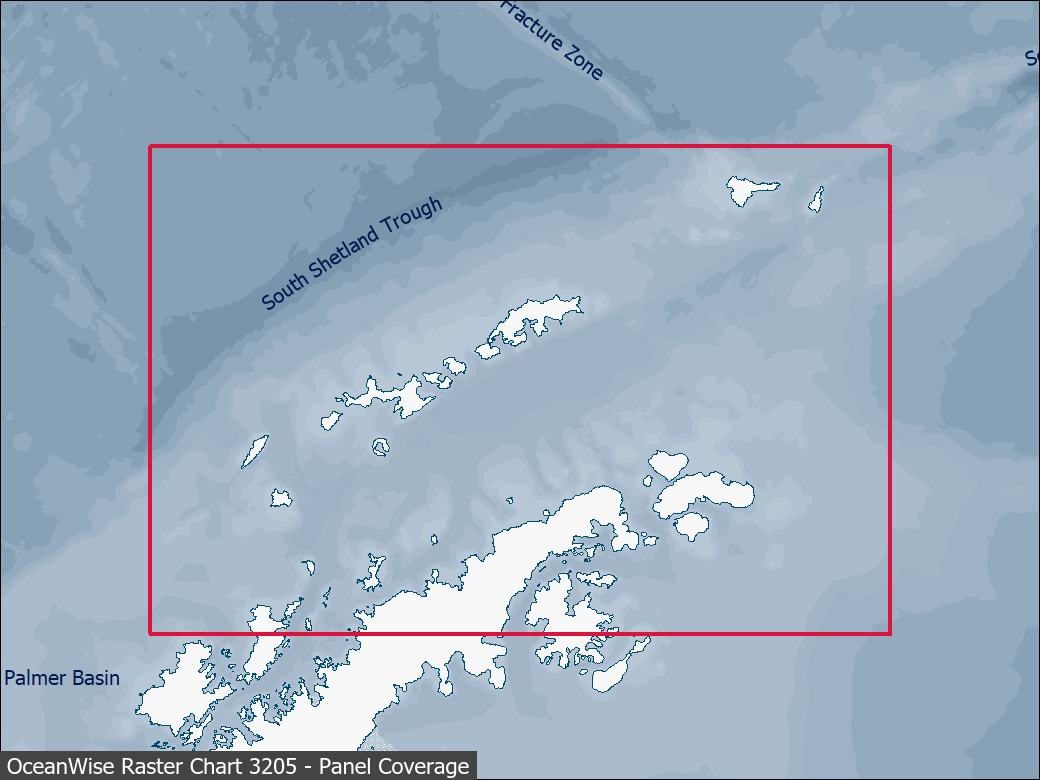 Panel coverage map for UKHO Raster Chart 3205