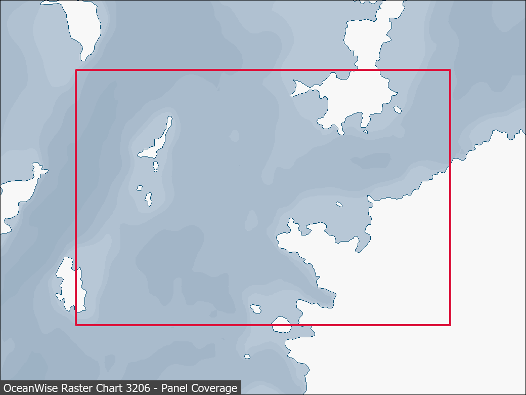 Panel coverage map for UKHO Raster Chart 3206