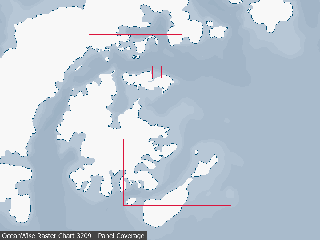 Panel coverage map for UKHO Raster Chart 3209