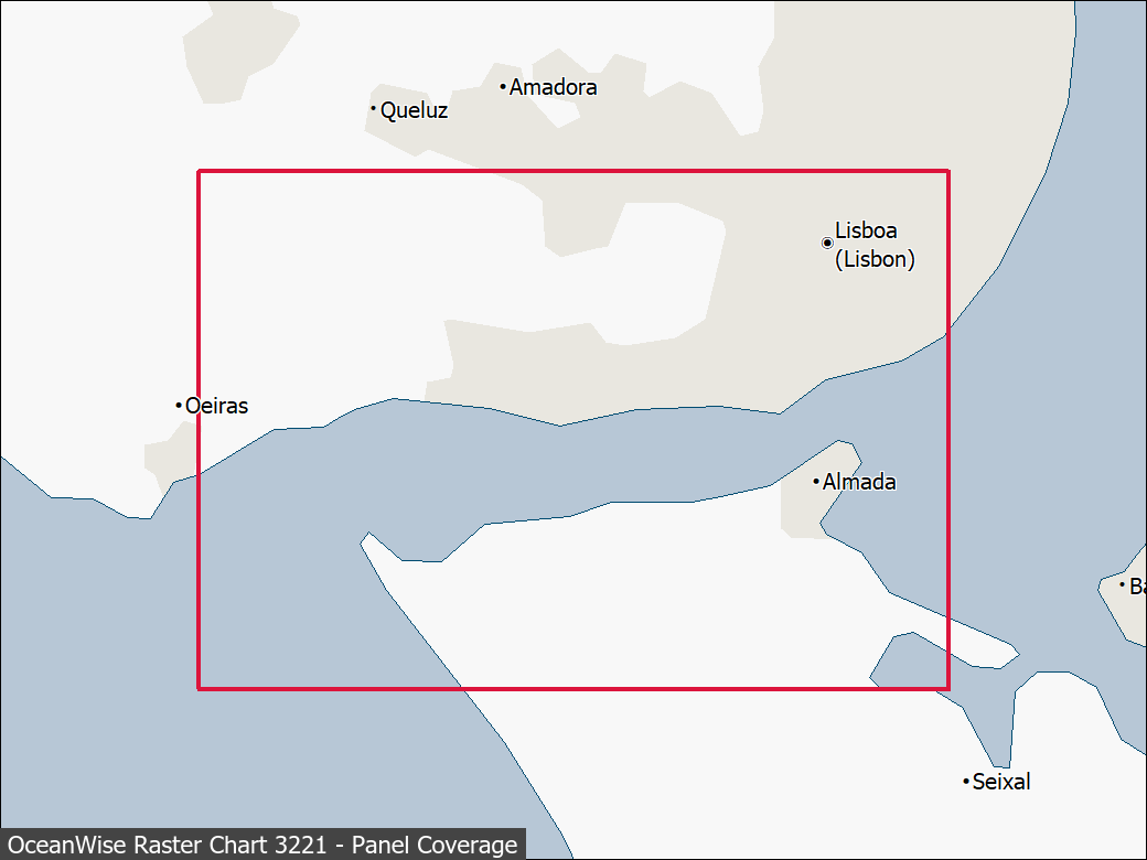 Panel coverage map for UKHO Raster Chart 3221