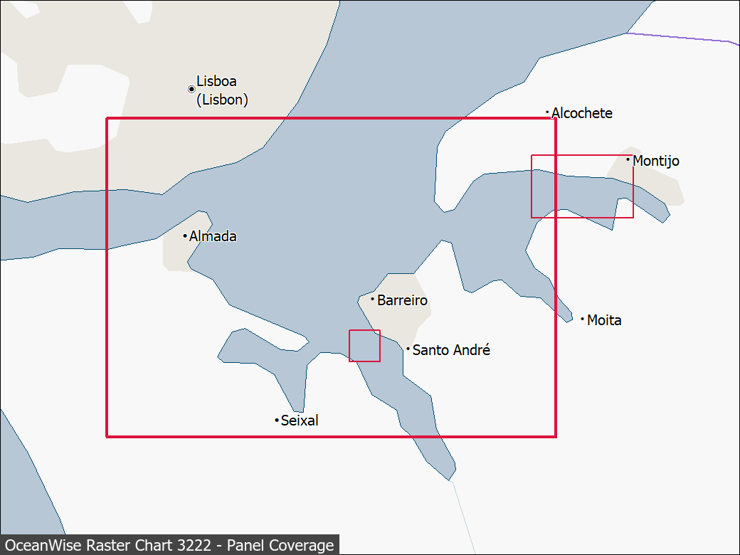 Panel coverage map for UKHO Raster Chart 3222