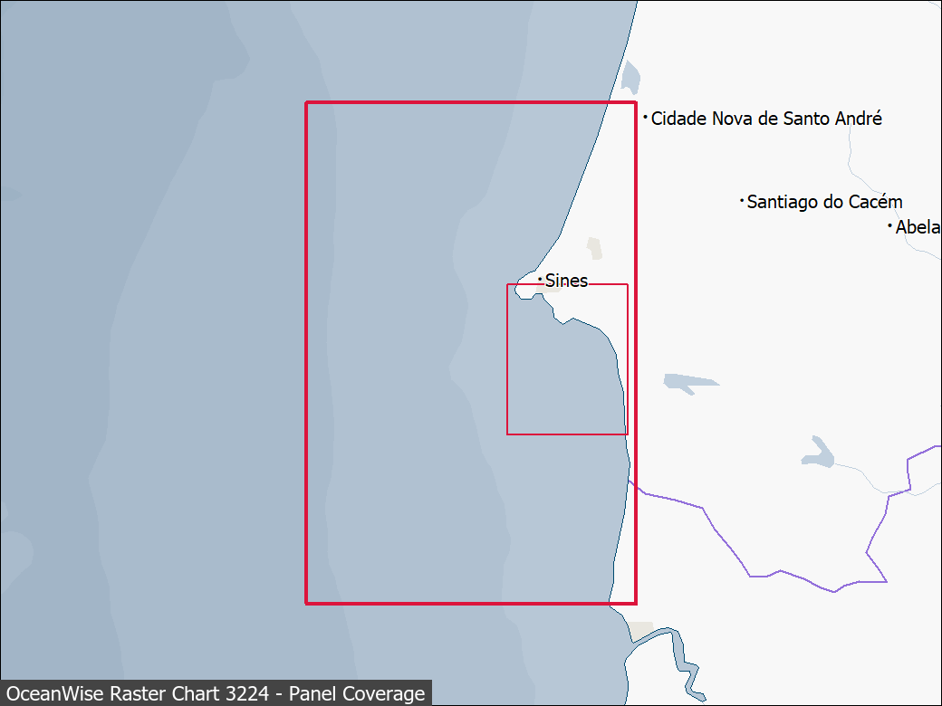 Panel coverage map for UKHO Raster Chart 3224