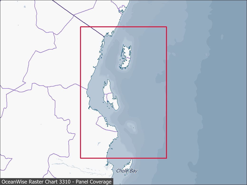 Panel coverage map for UKHO Raster Chart 3310