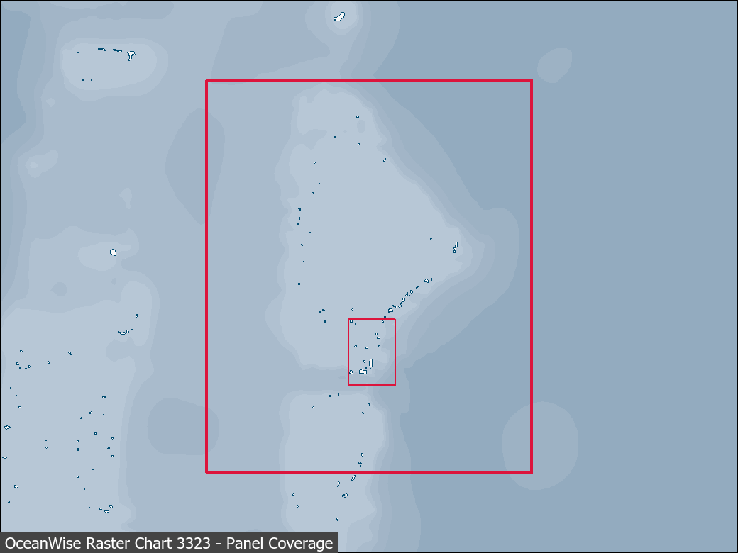 Panel coverage map for UKHO Raster Chart 3323