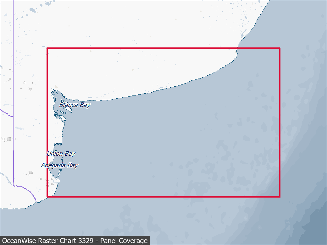 Panel coverage map for UKHO Raster Chart 3329