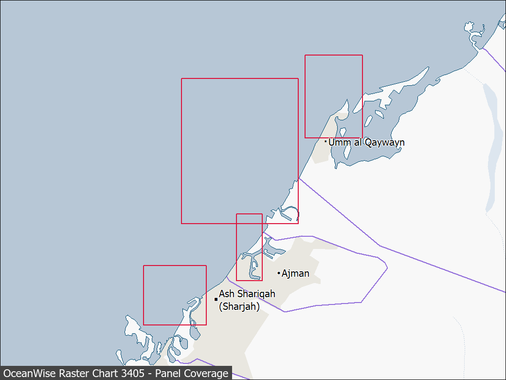 Panel coverage map for UKHO Raster Chart 3405