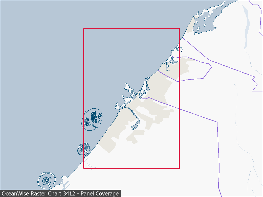 Panel coverage map for UKHO Raster Chart 3412