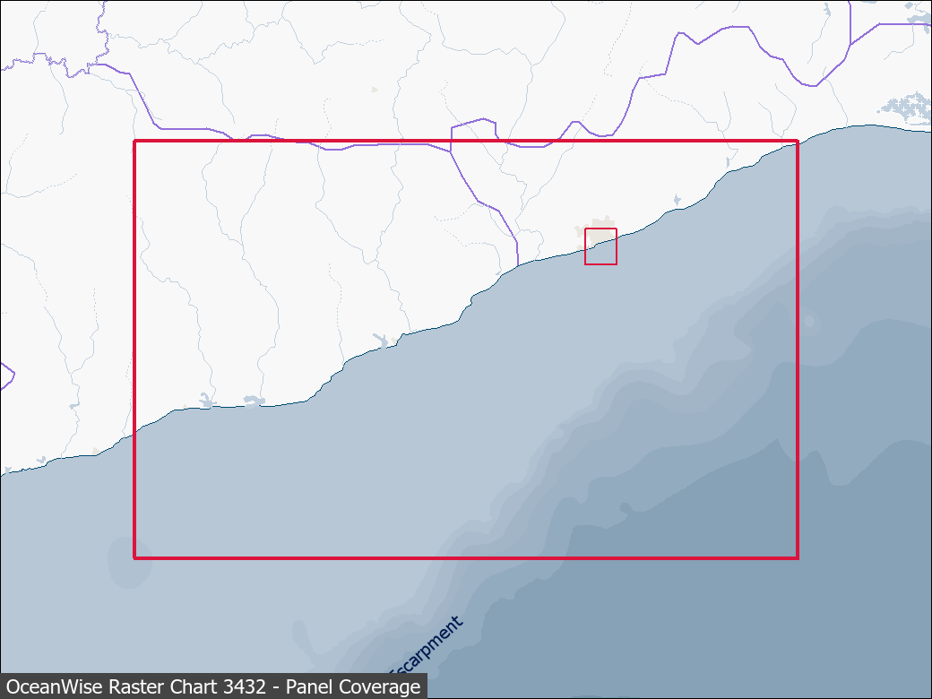 Panel coverage map for UKHO Raster Chart 3432