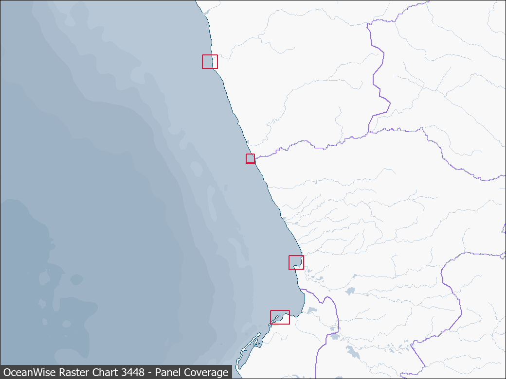 Panel coverage map for UKHO Raster Chart 3448