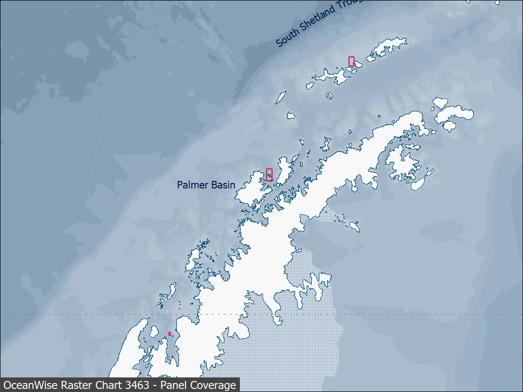 Panel coverage map for UKHO Raster Chart 3463