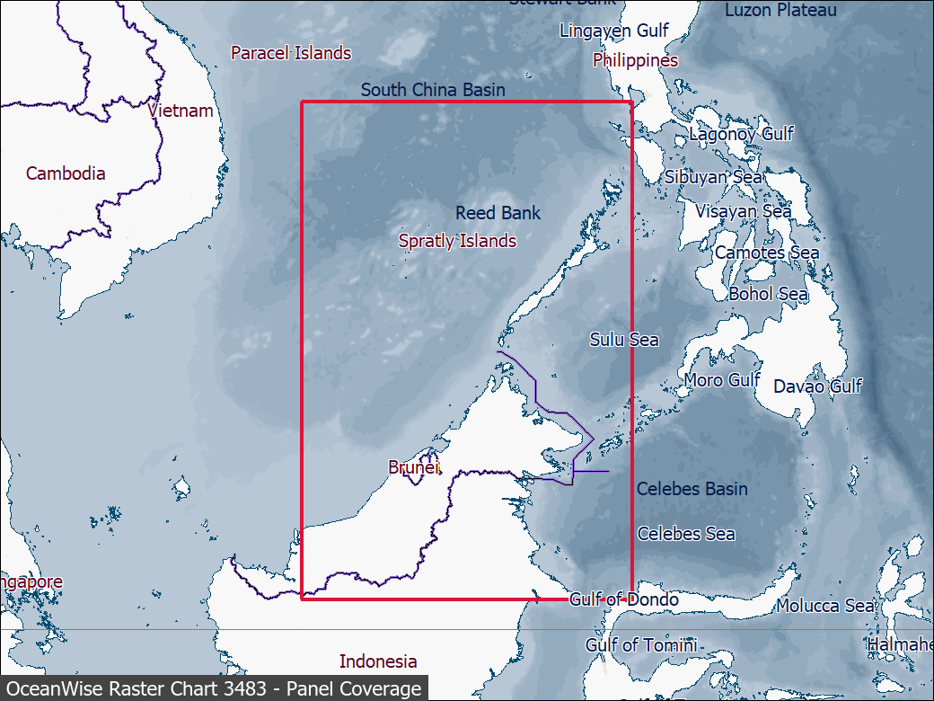 Panel coverage map for UKHO Raster Chart 3483