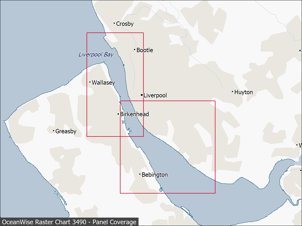 Panel coverage map for UKHO Raster Chart 3490