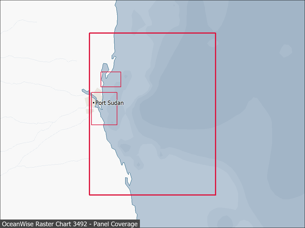 Panel coverage map for UKHO Raster Chart 3492