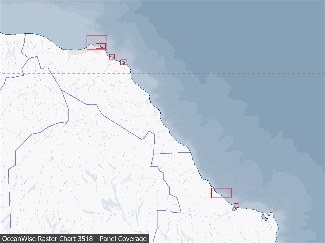 Panel coverage map for UKHO Raster Chart 3518