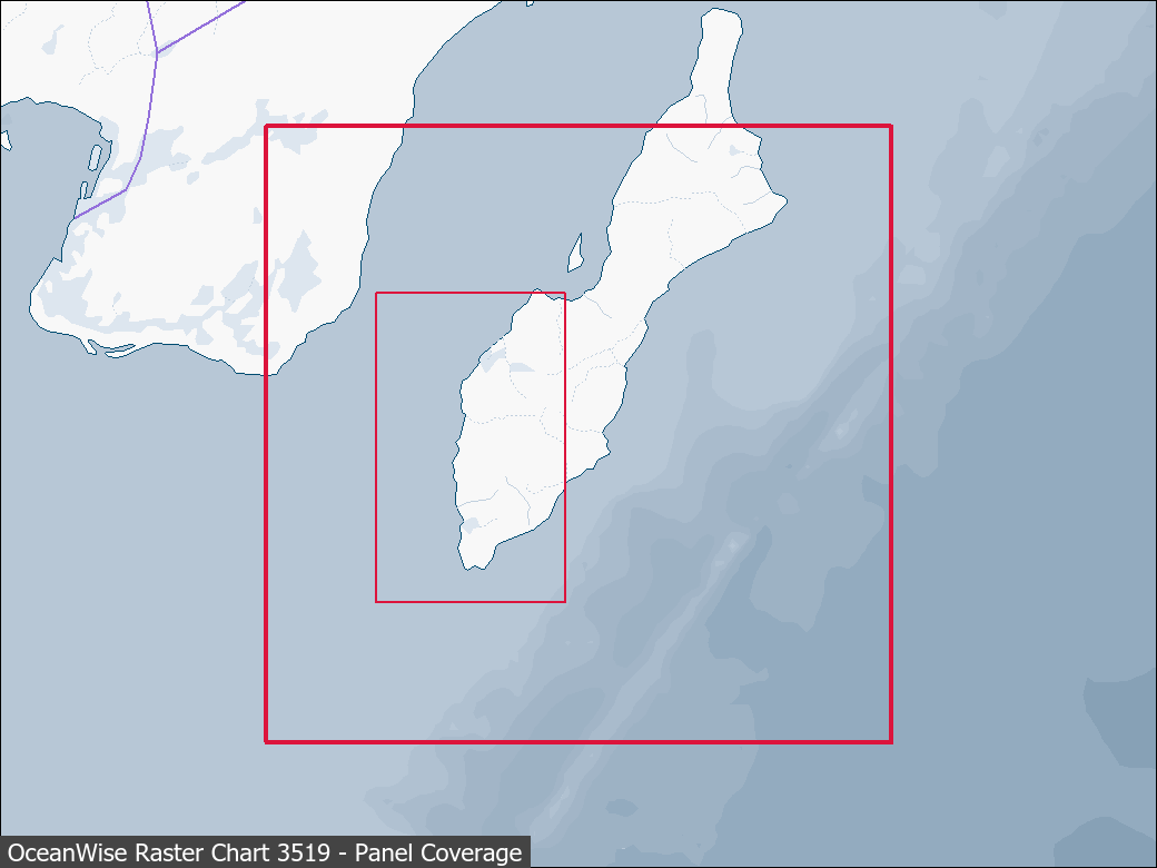 Panel coverage map for UKHO Raster Chart 3519