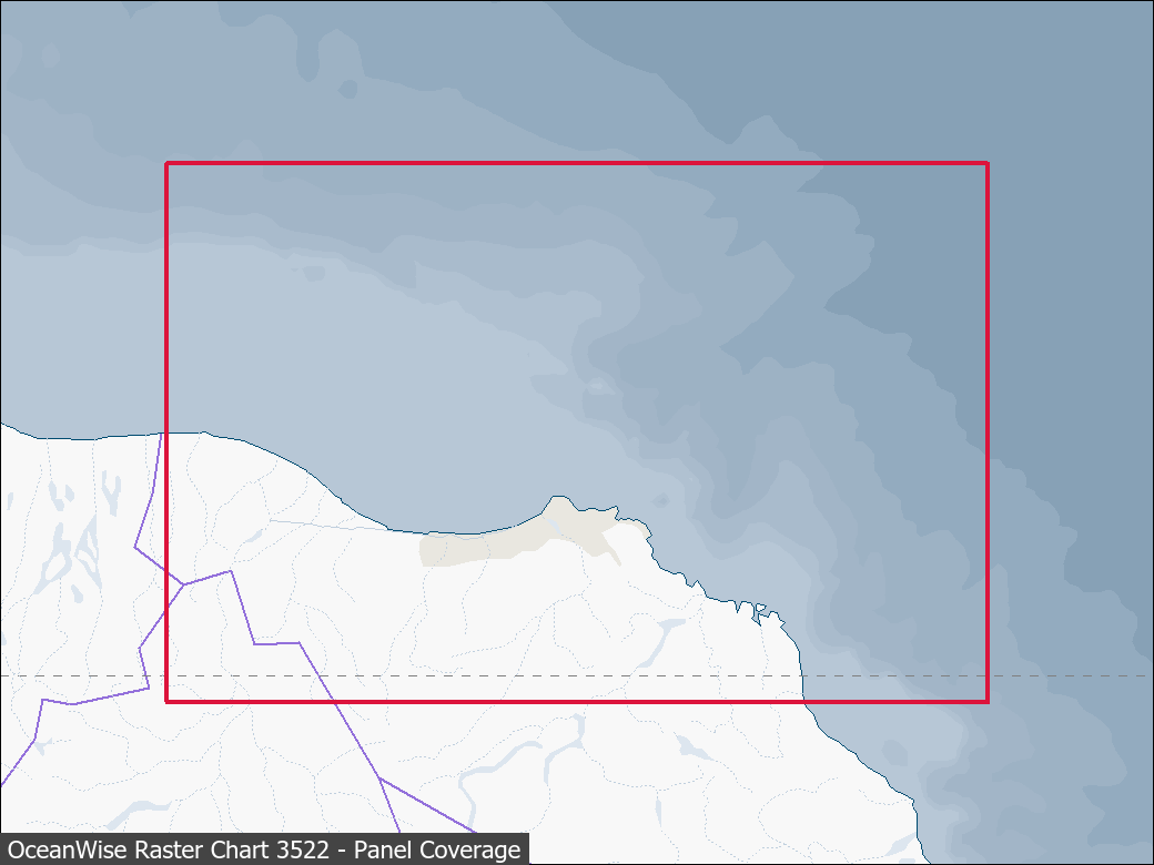 Panel coverage map for UKHO Raster Chart 3522