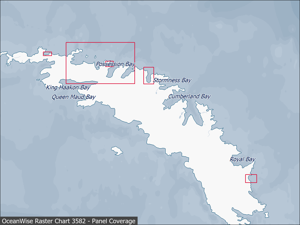 Panel coverage map for UKHO Raster Chart 3582