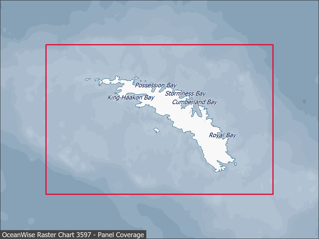 Panel coverage map for UKHO Raster Chart 3597