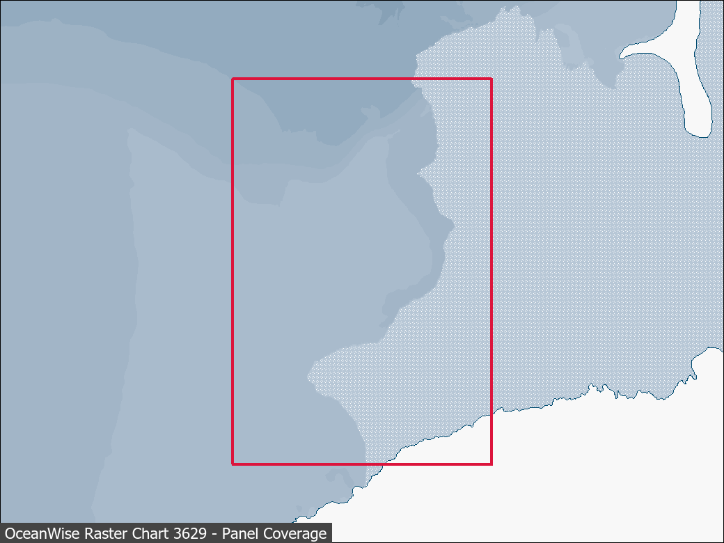 Panel coverage map for UKHO Raster Chart 3629