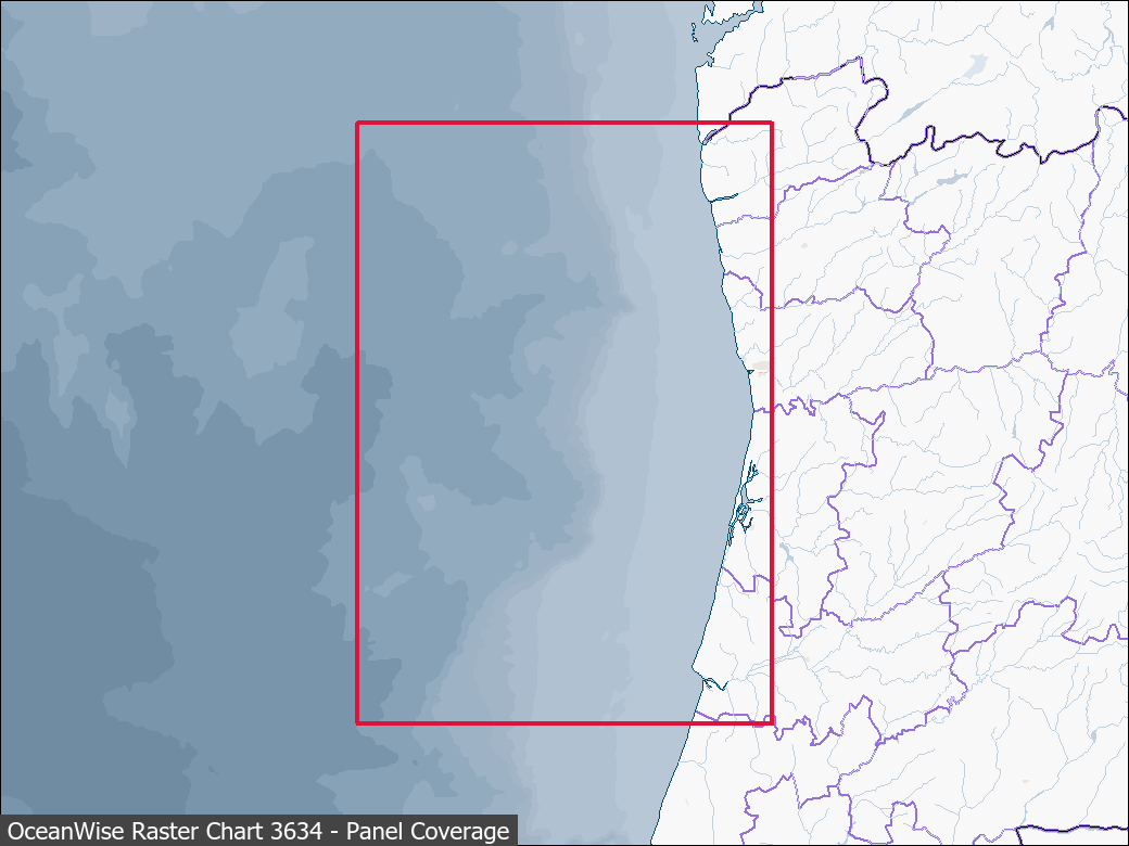 Panel coverage map for UKHO Raster Chart 3634