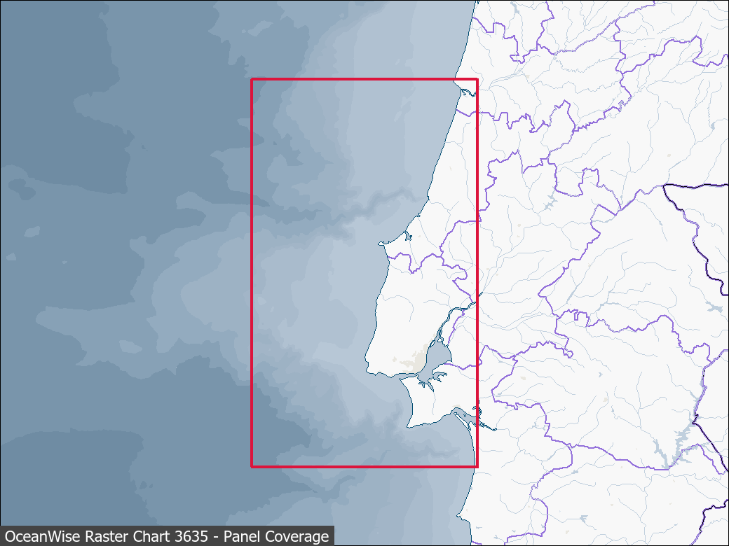 Panel coverage map for UKHO Raster Chart 3635