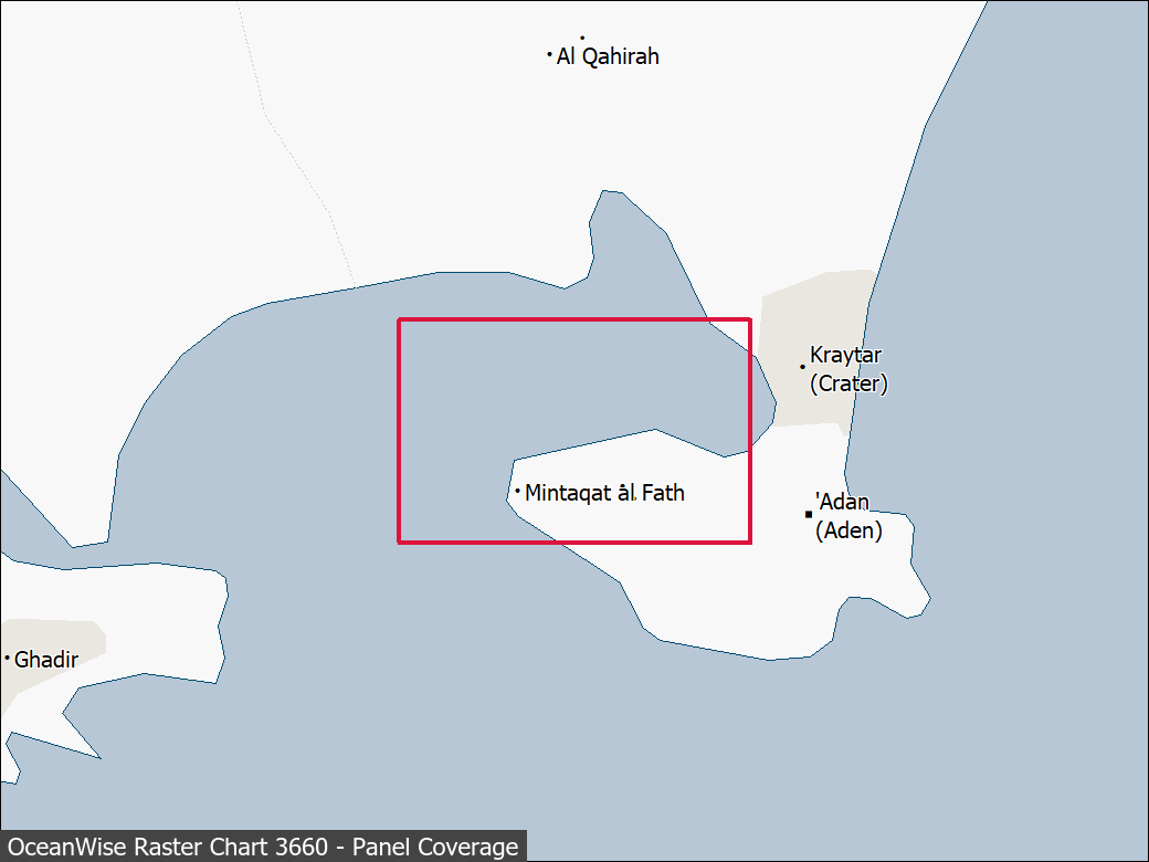 Panel coverage map for UKHO Raster Chart 3660